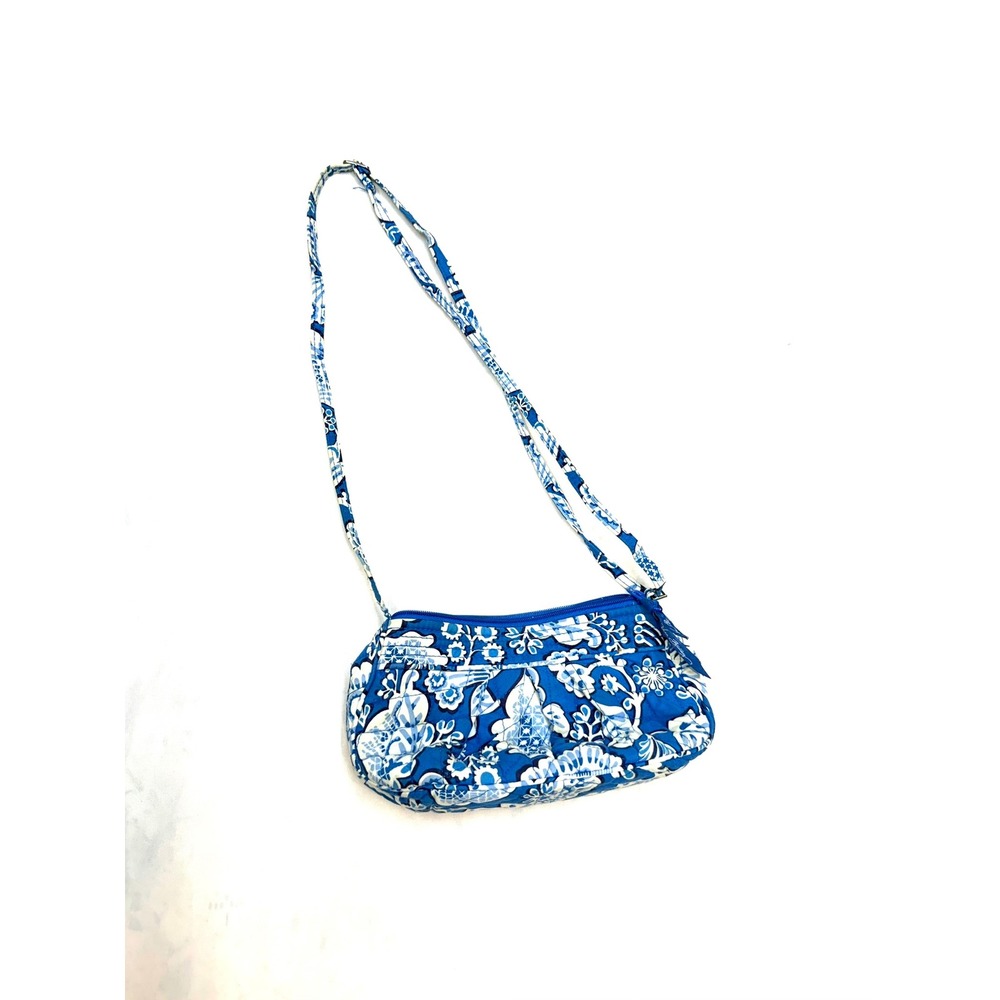 VERA BRADLEY Womens Small Blue White Paisley Adjustable Crossbody Zip Purse P11